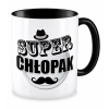 Kubek czarny na DZIEŃ CHŁOPAKA Super Chłopak z wąsem