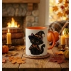 Kubek pomarańczowy na HALLOWEEN Czarny kot koteczek