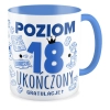 Kubek niebieski na URODZINY Poziom 18 ukończony Osiemnastka