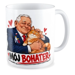 Kubek zabawny POLITYKA Polski rząd Mój bohater kot Premier