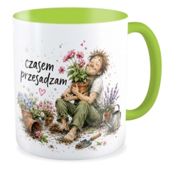 Kubek zielony OGRÓD DZIAŁKA Czasem przesadzam Działkowiec Ogrodnik