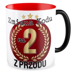 Kubek magiczny czerwony na 20 URODZINY Zmiana kodu 2 z przodu Dwudziestka