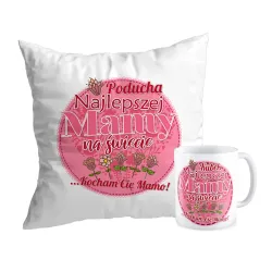Zestaw poduszka + kubek na DZIEŃ MATKI Najlepsza Mama na świecie Kocham Cię