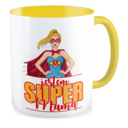 Kubek żółty na DZIEŃ MATKI Jestem super Mama