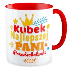 Kubek czerwony DZIEŃ NAUCZYCIELA Najlepszej Pani przedszkolanki