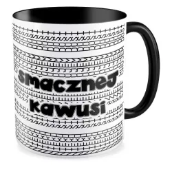 Kubek czarny UKRYTY PRZEKAZ Smacznej kawusi