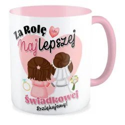 Kubek różowy ŚLUBNY weselny Za rolę najlepszej Świadkowej Dziękujemy