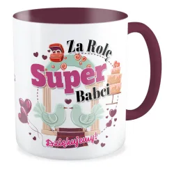 Kubek bordowy ŚLUBNY weselny Za rolę super Babci Dziękujemy