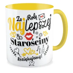 Kubek żółty ŚLUBNY weselny Za rolę najlepszej Starościny Dziękujemy