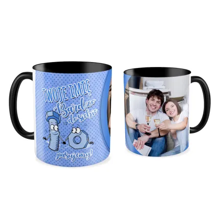 FOTO Kubek czarny 330ml WALENTYNKI