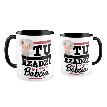 Kubek czarny dla BABCI tu rządzi najlepsza Babcia