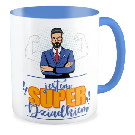 Kubek niebieski dla DZIADKA Jestem super Dziadkiem
