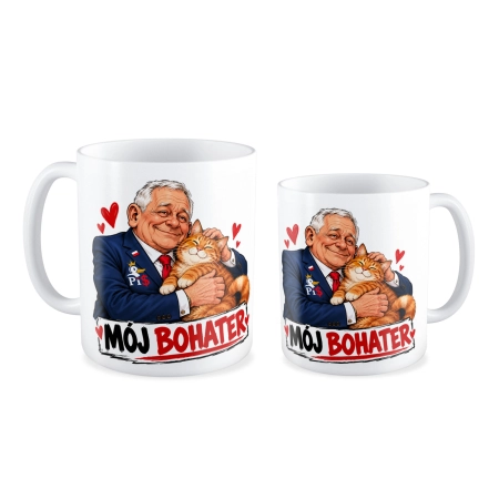 Kubek zabawny POLITYKA Polski rząd Mój bohater kot Premier