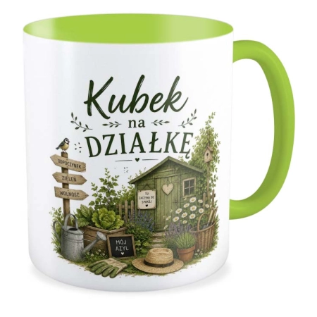Kubek zielony OGRÓD DZIAŁKA na działkę dla działkowca