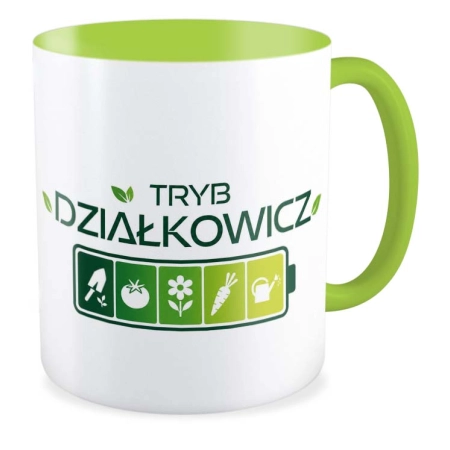 Kubek zielony OGRÓD DZIAŁKA Tryb działkowicz dla Działkowca