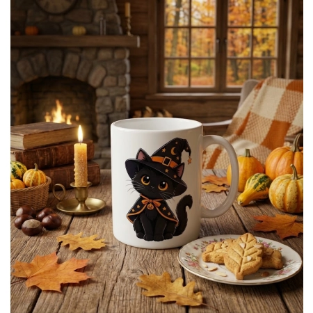 Kubek na HALLOWEEN Czarny kot koteczek