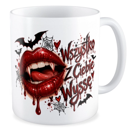 Kubek na HALLOWEEN Wszystko z Ciebie wyssę wampir nietoperz