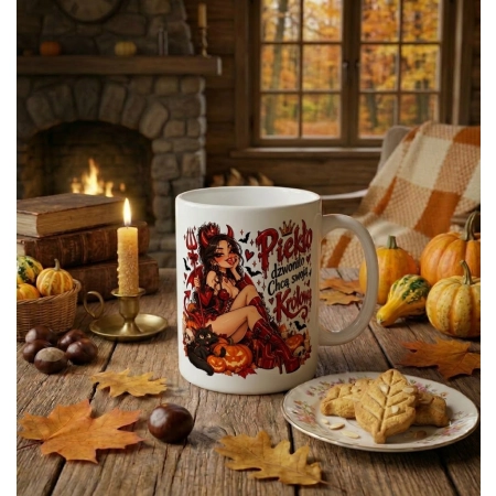 Kubek na HALLOWEEN Piekło dzwoniło chcą swoją Królową