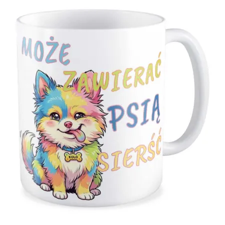 Kubek KOCHAM PIESKI Może zawierać psią sierść