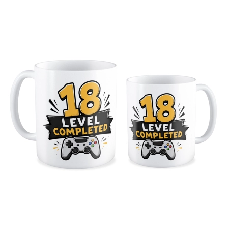 Kubek na 18 URODZINY level completed osiemnastka