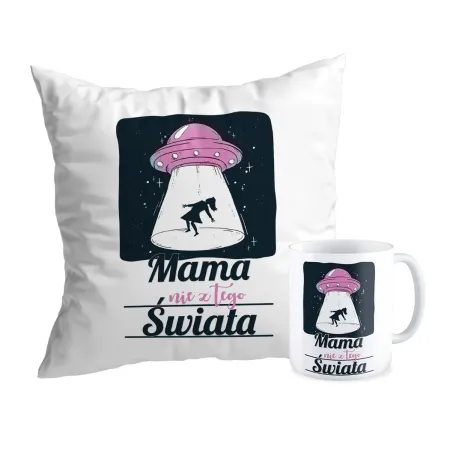 Zestaw poduszka + kubek na DZIEŃ MATKI Mama nie z tego świata