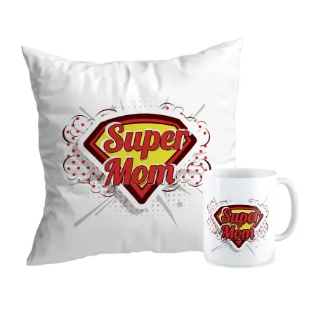 Zestaw poduszka + kubek na DZIEŃ MATKI Super Mom