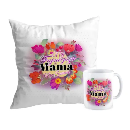 Zestaw poduszka + kubek na DZIEŃ MATKI Najfajniejsza Mama na świecie
