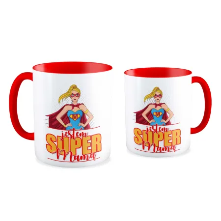 Kubek czerwony na DZIEŃ MATKI Jestem super Mama