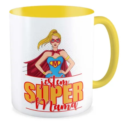 Kubek żółty na DZIEŃ MATKI Jestem super Mama