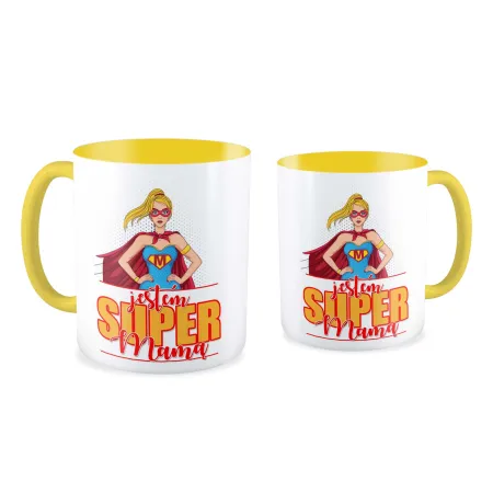 Kubek żółty na DZIEŃ MATKI Jestem super Mama