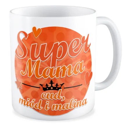 Zestaw poduszka + kubek na DZIEŃ MATKI Super Mama cud miód i malina