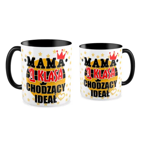 Kubek czarny na DZIEŃ MATKI Mama 1 klasa chodzący ideał