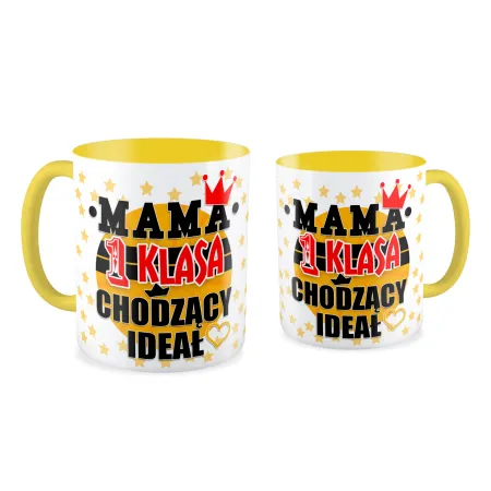Kubek żółty na DZIEŃ MATKI Mama 1 klasa chodzący ideał