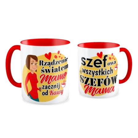Kubek czerwony na DZIEŃ MATKI Szefowa wszystkich szefów Mama