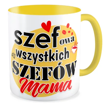 Kubek żółty na DZIEŃ MATKI Szefowa wszystkich szefów Mama