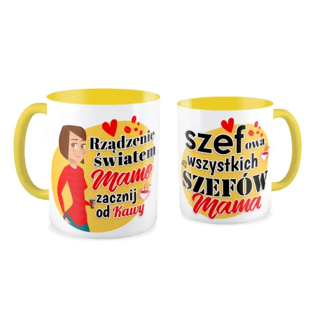 Kubek żółty na DZIEŃ MATKI Szefowa wszystkich szefów Mama