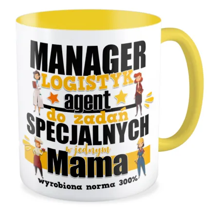 Kubek żółty na DZIEŃ MATKI Do zadań specjalnych Mama norma 300%