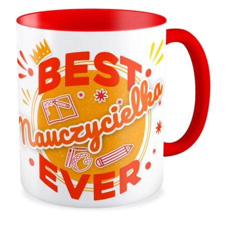 Kubek czerwony DZIEŃ NAUCZYCIELA Best Nauczycielka ever