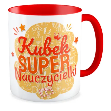 Kubek czerwony DZIEŃ NAUCZYCIELA Super Nauczycielki