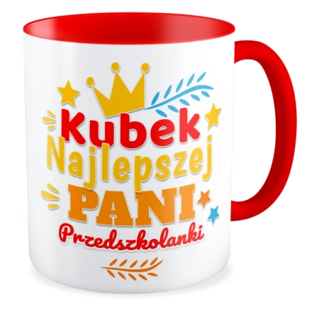 Kubek czerwony DZIEŃ NAUCZYCIELA Najlepszej Pani przedszkolanki