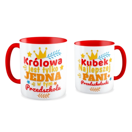 Kubek czerwony DZIEŃ NAUCZYCIELA Najlepszej Pani przedszkolanki