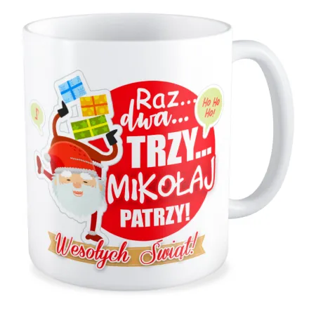 Kubek BOŻE NARODZENIE Mikołaj patrzy!