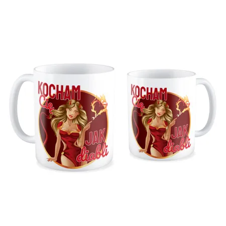 Kubek MIŁOSNY na WALENTYNKI Kocham Cię jak diabli