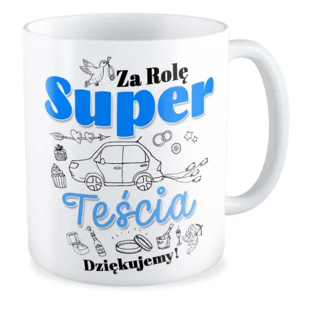 Kubek ŚLUBNY weselny Za rolę super Teścia Dziękujemy