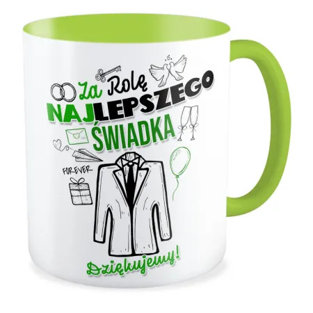 Kubek zielony ŚLUBNY weselny Za rolę najlepszego Świadka Dziękujemy