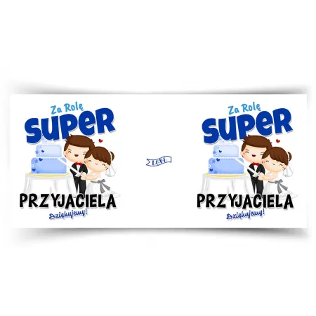 Kubek niebieski ŚLUBNY weselny Za rolę super Przyjaciela Dziękujemy