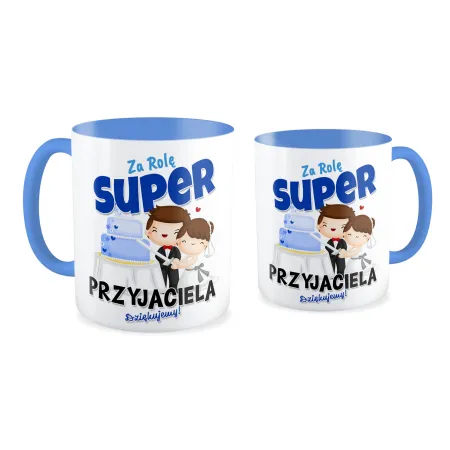 Kubek niebieski ŚLUBNY weselny Za rolę super Przyjaciela Dziękujemy