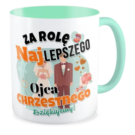 Kubek miętowy ŚLUBNY weselny Za rolę najlepszego Ojca Chrzestnego Dziękujemy