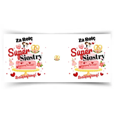 Kubek czerwony ŚLUBNY weselny Za rolę super Siostry Dziękujemy