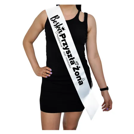 Szarfa BIAŁA Wieczór Panieński Boska przyszła żona